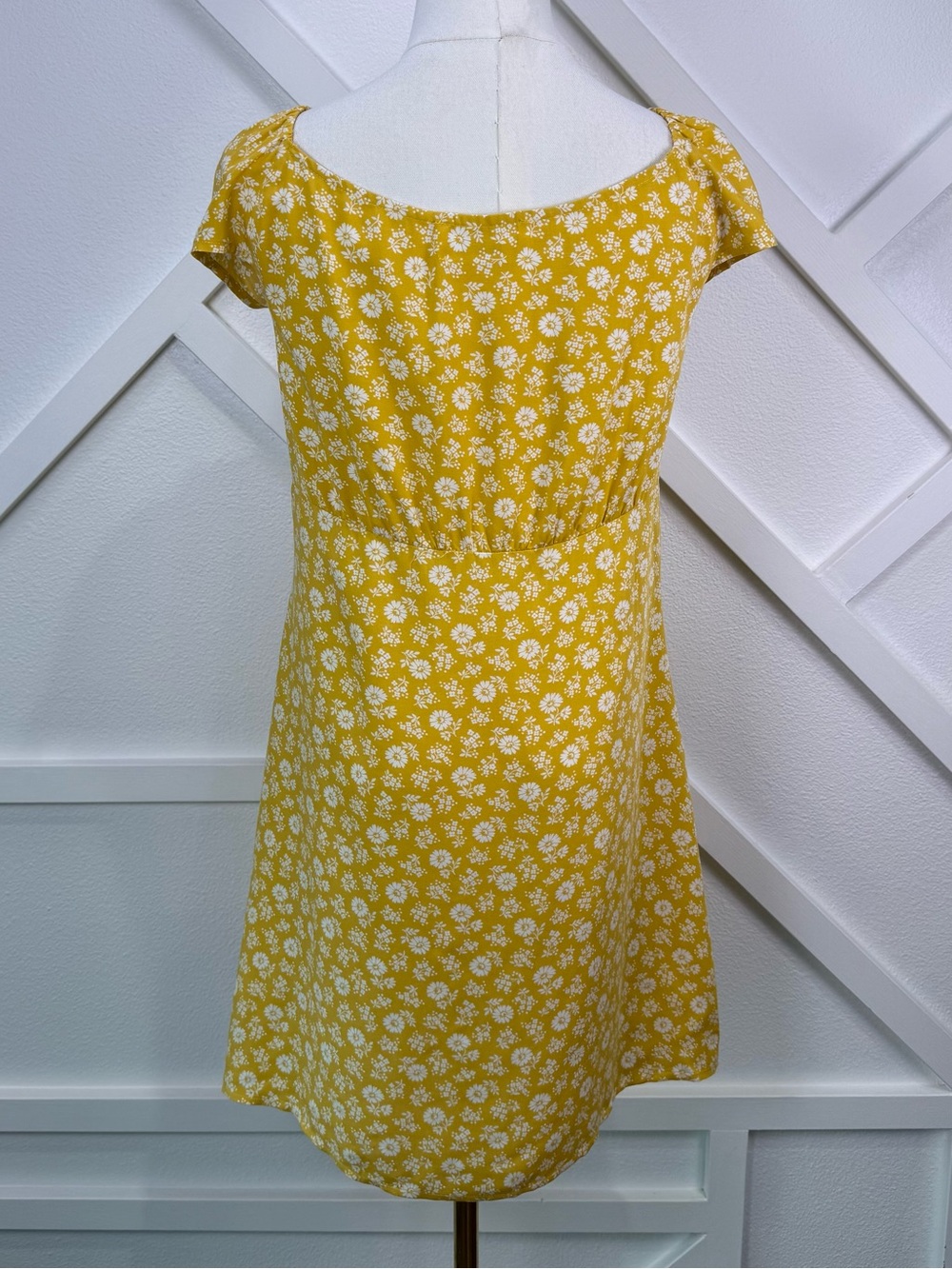 Reformation Maison Floral Print Convertible Neck Minidress Yellow Size Large - Picture 7 of 10